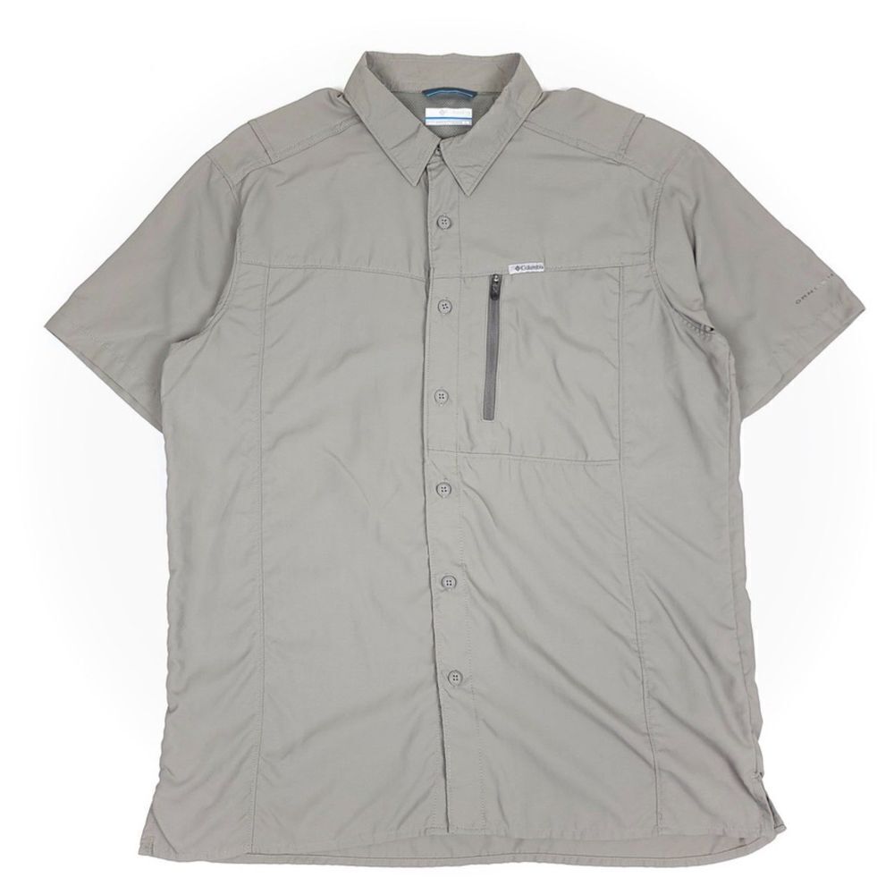 Columbia Kestrel Trail II UPF 50 Button Down Short Sleeve Shirt Gray Mens Medium